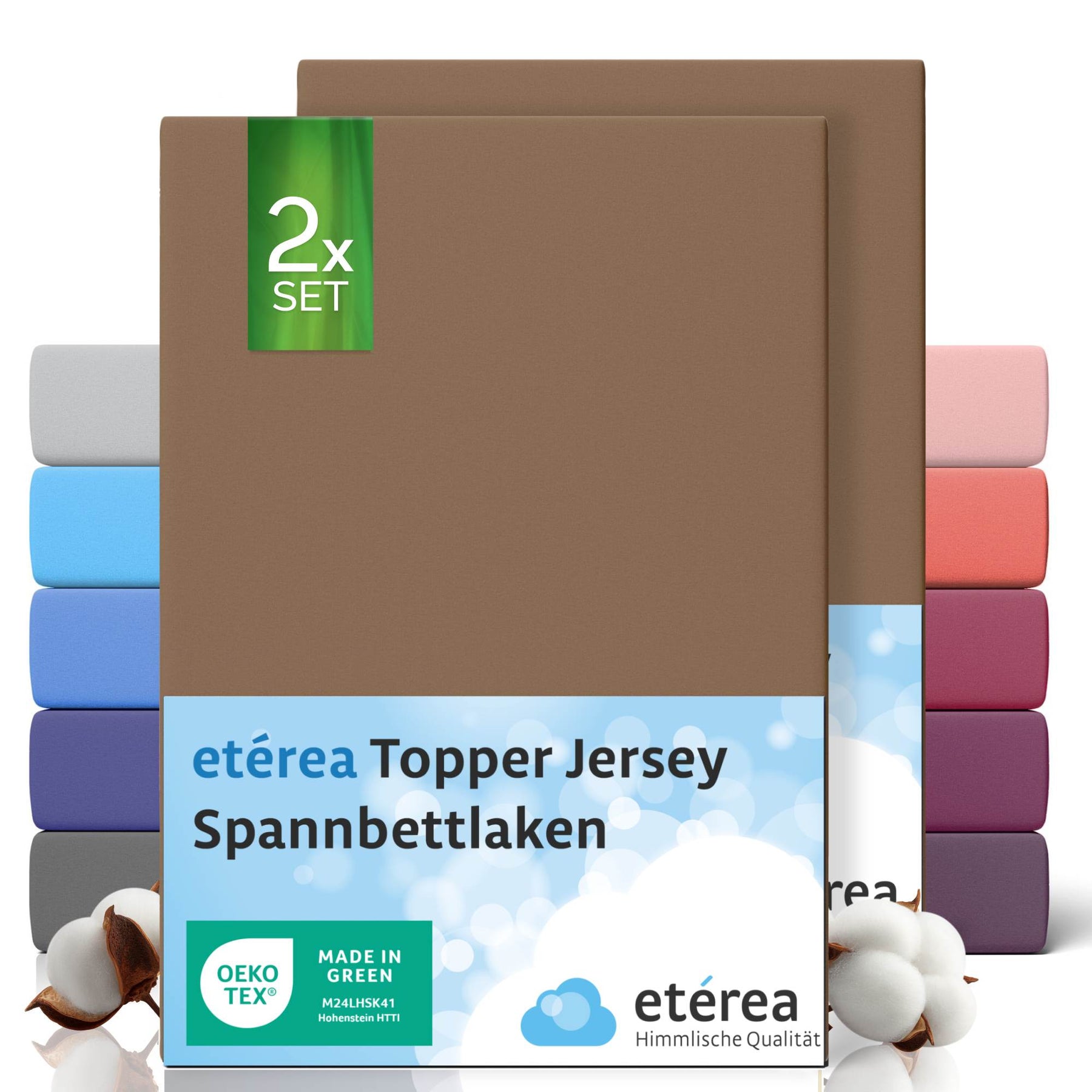 etérea 2 Stück Comfort Jersey Topper Spannbettlaken