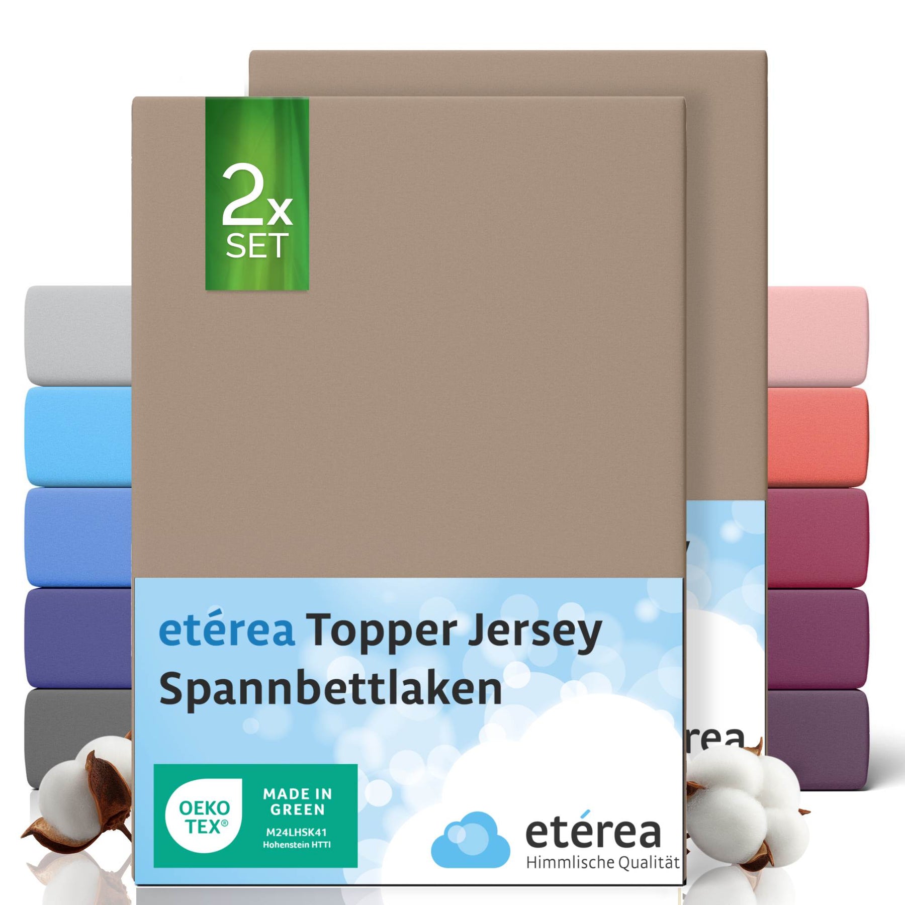 etérea 2 Stück Comfort Jersey Topper Spannbettlaken