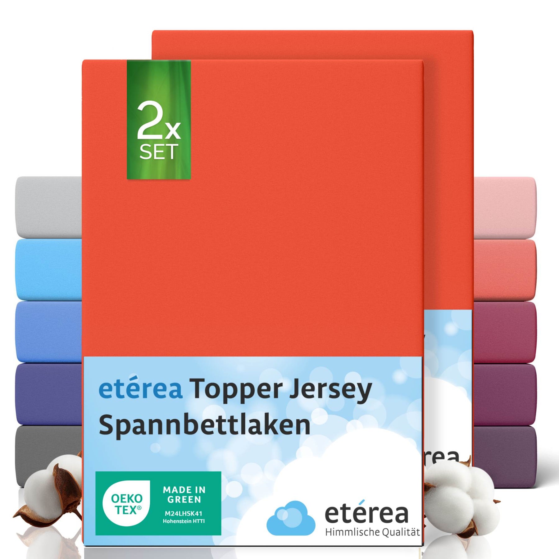 etérea 2 Stück Comfort Jersey Topper Spannbettlaken