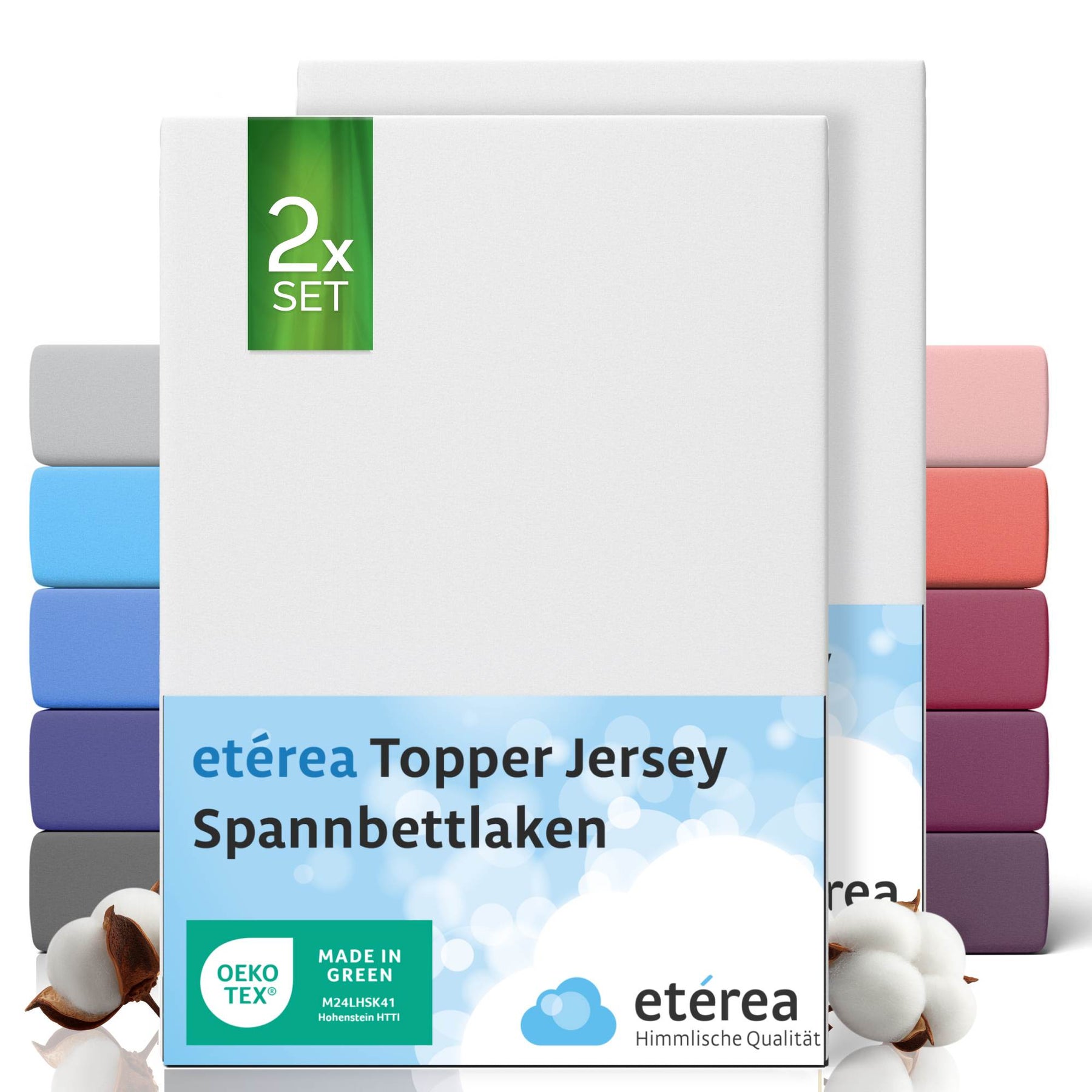 etérea 2 Stück Comfort Jersey Topper Spannbettlaken