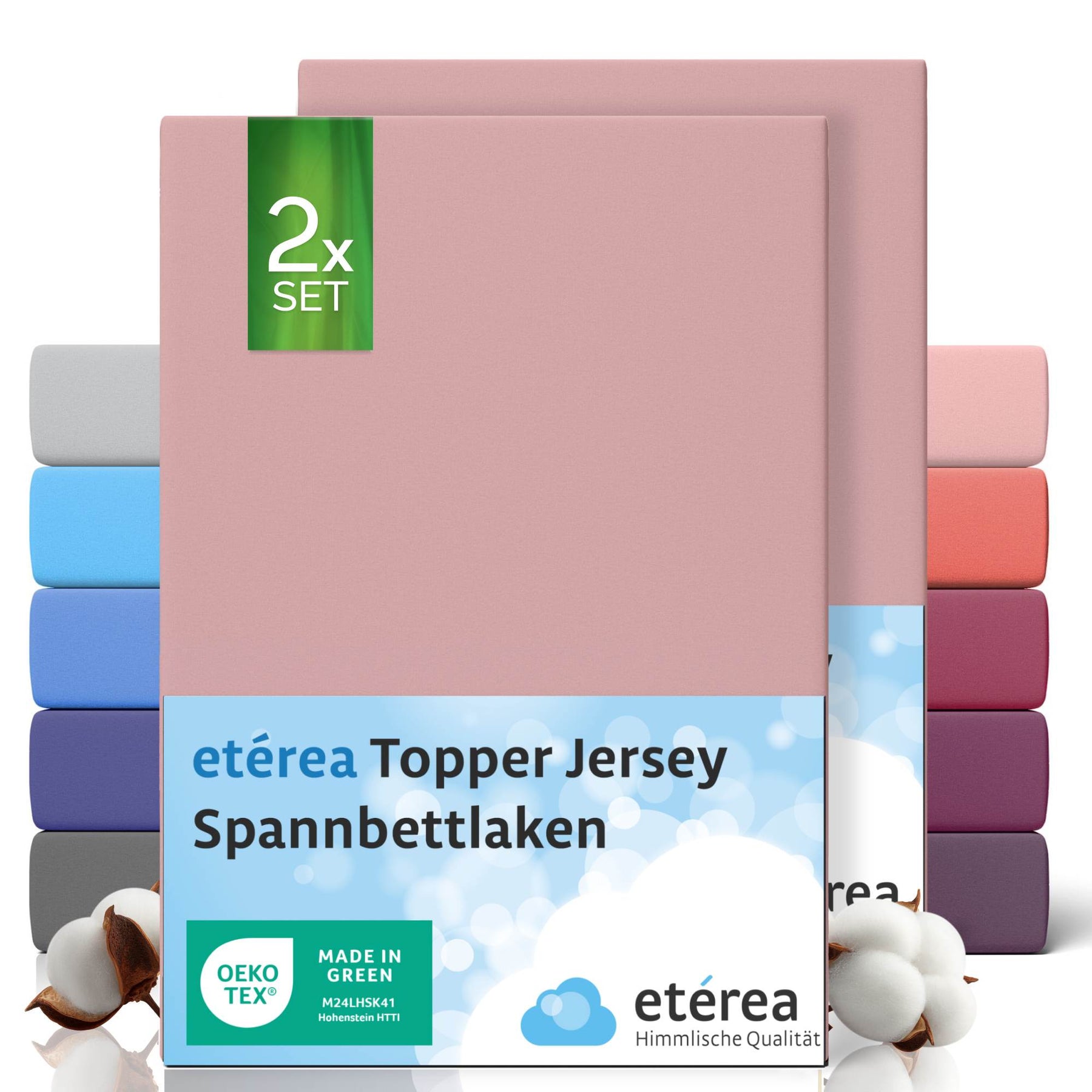 etérea 2 Stück Comfort Jersey Topper Spannbettlaken