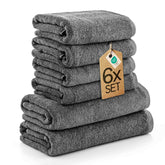 6 tlg. Baumwolle Handtuch-Set #farbe_anthrazit
