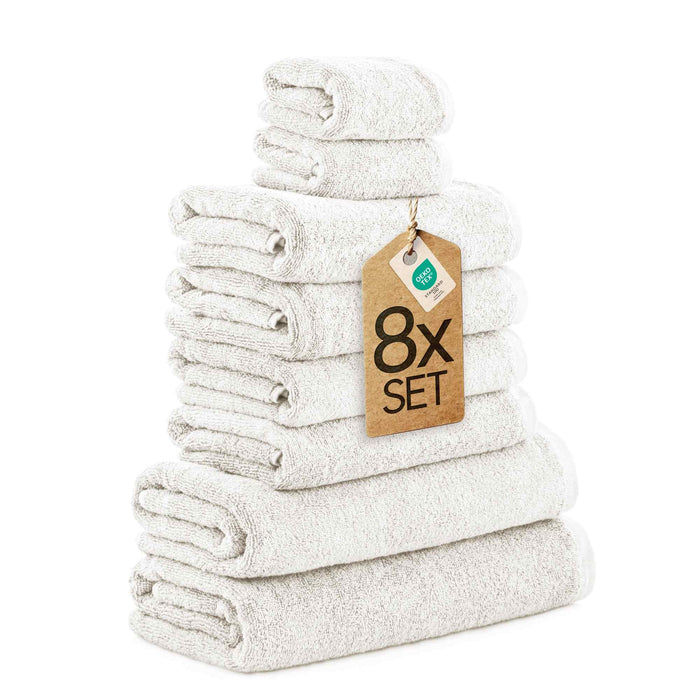 8 tlg. Baumwolle Handtuch-Set #farbe_weiss