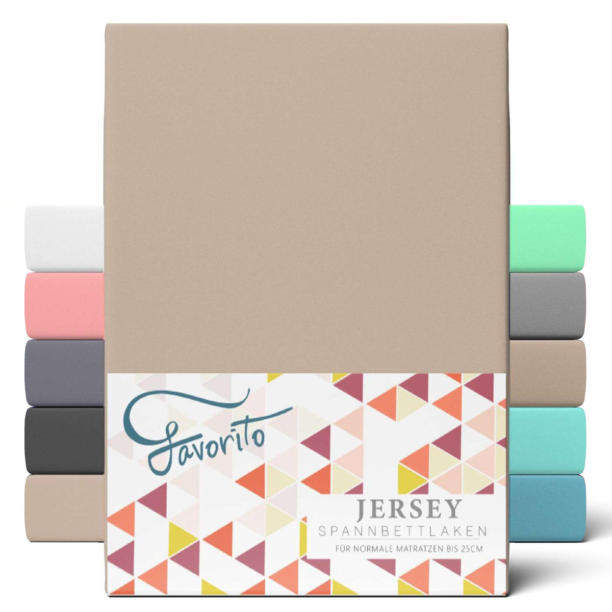 Favorito Jersey Spannbettlaken Taupe 200x200 cm - 200x220 cm
