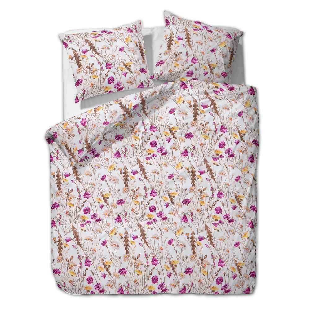 etérea Renforcé Bettwäsche Bettwäsche Blumen Pink Gelb Beige Pink 135x200 cm + 80x80 cm