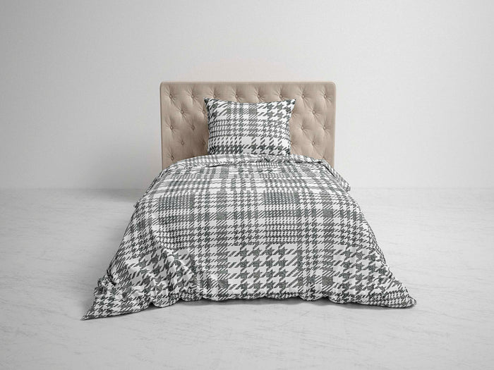 Heckett&Lane GOTS Flanell Bettwäsche Rex mit Karo Print Schwarz 135x200 cm + 80x80 cm