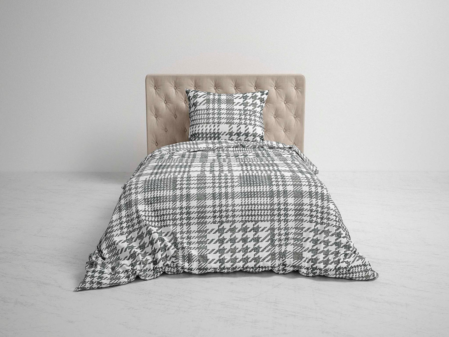 Heckett&Lane GOTS Flanell Bettwäsche Rex mit Karo Print Schwarz 135x200 cm + 80x80 cm