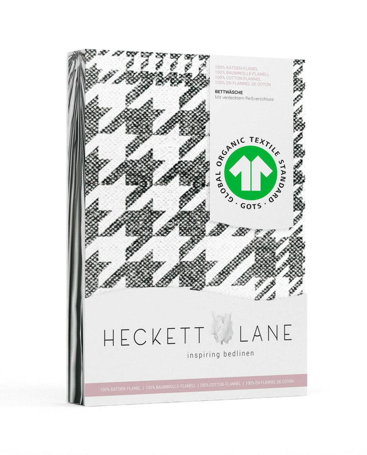 Heckett&Lane GOTS Flanell Bettwäsche Rex mit Karo Print Schwarz 135x200 cm + 80x80 cm