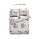 HNL Baumwoll Bettwäsche Blumen Streifen Cerise Bunt 135x200 cm + 80x80 cm