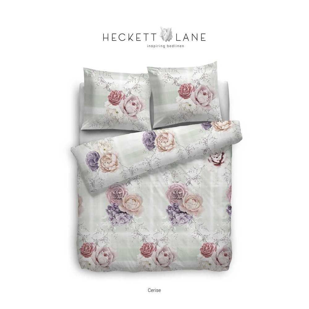 HNL Baumwoll Bettwäsche Blumen Streifen Cerise Bunt 135x200 cm + 80x80 cm