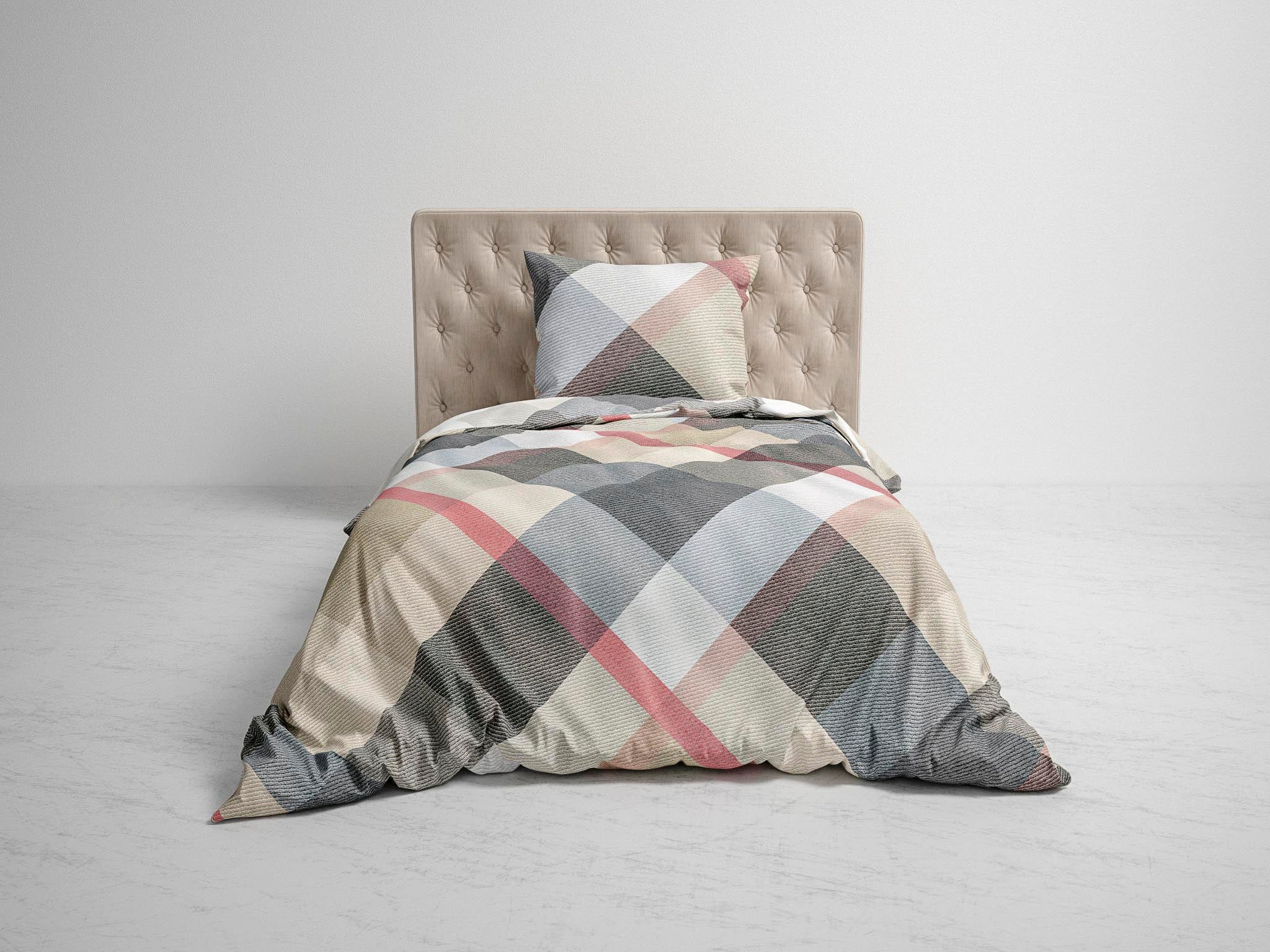 Heckett&Lane GOTS Twill Wende Bettwäsche Travis mit Rauten Beige 135x200 cm + 80x80 cm - Bild 5