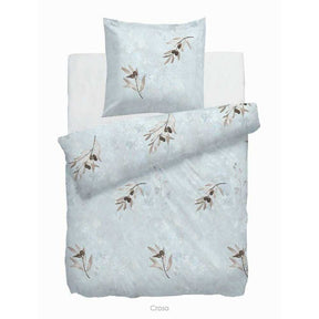 HnL Velvet Touch Baumwolle Bettwäsche Crosa Olivenzweige Hellblau