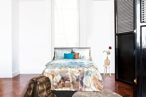 HnL Satin Bettwäsche Blumen Hellblau Ice Blau 135x200 cm + 80x80 cm