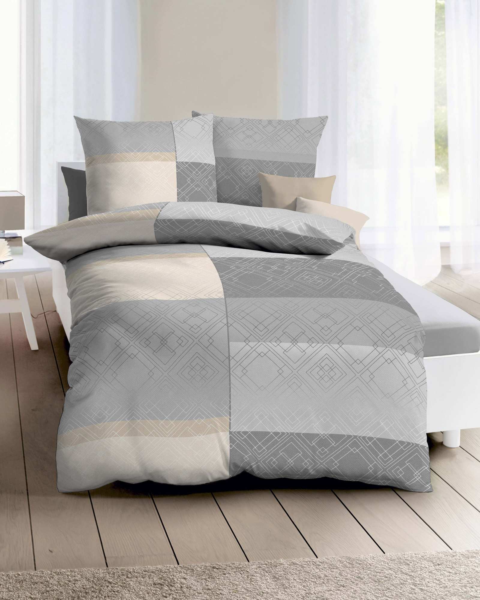 Kaeppel Satin Bettwäsche Gatsby Rosenholz Grau