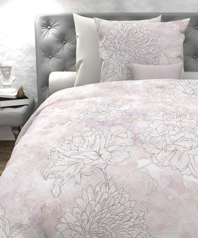 HnL Baumwolle Wende Bettwäsche Blumen Lucy Rosa 135x200 cm + 80x80 cm