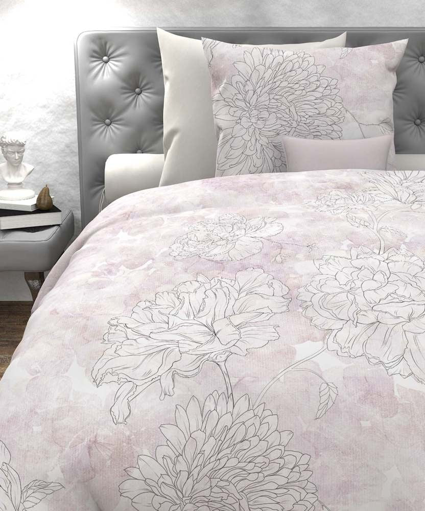 HnL Baumwolle Wende Bettwäsche Blumen Lucy Rosa 135x200 cm + 80x80 cm