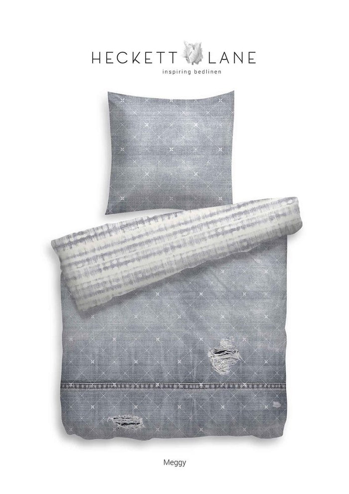 HnL Baumwolle Wende Bettwäsche Jeans Streifen Meggy Blau 135x200 cm + 80x80 cm