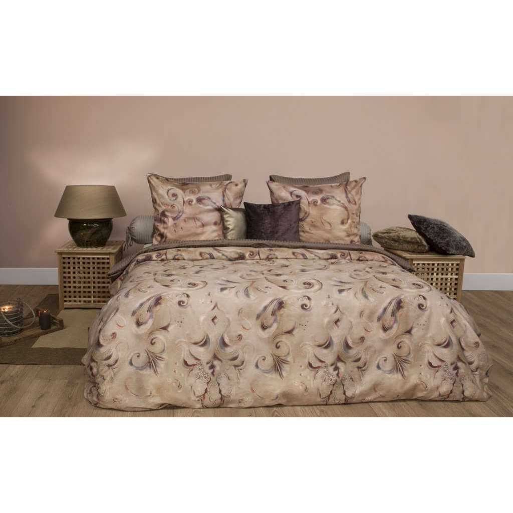HnL Mako Satin Bettwäsche Ornamente Beige 135x200 cm + 80x80 cm