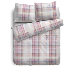 HnL Flanell Bettwäsche Kariert Streifen Rosa Lyla 135x200 cm + 80x80 cm