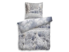 HnL Satin Wende-Bettwäsche Schneelandschaft Olin Blau