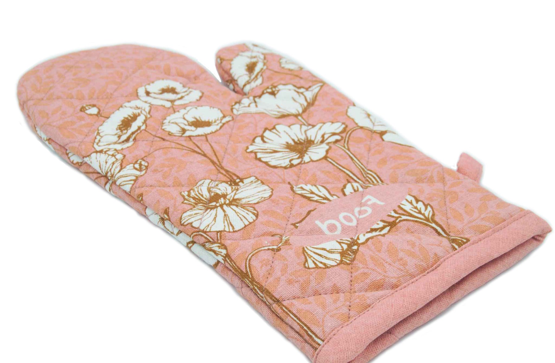 Sterzbachs Baumwoll Wattierter Topfhandschuh Topflappen Floral Blumen Weiß Koralle