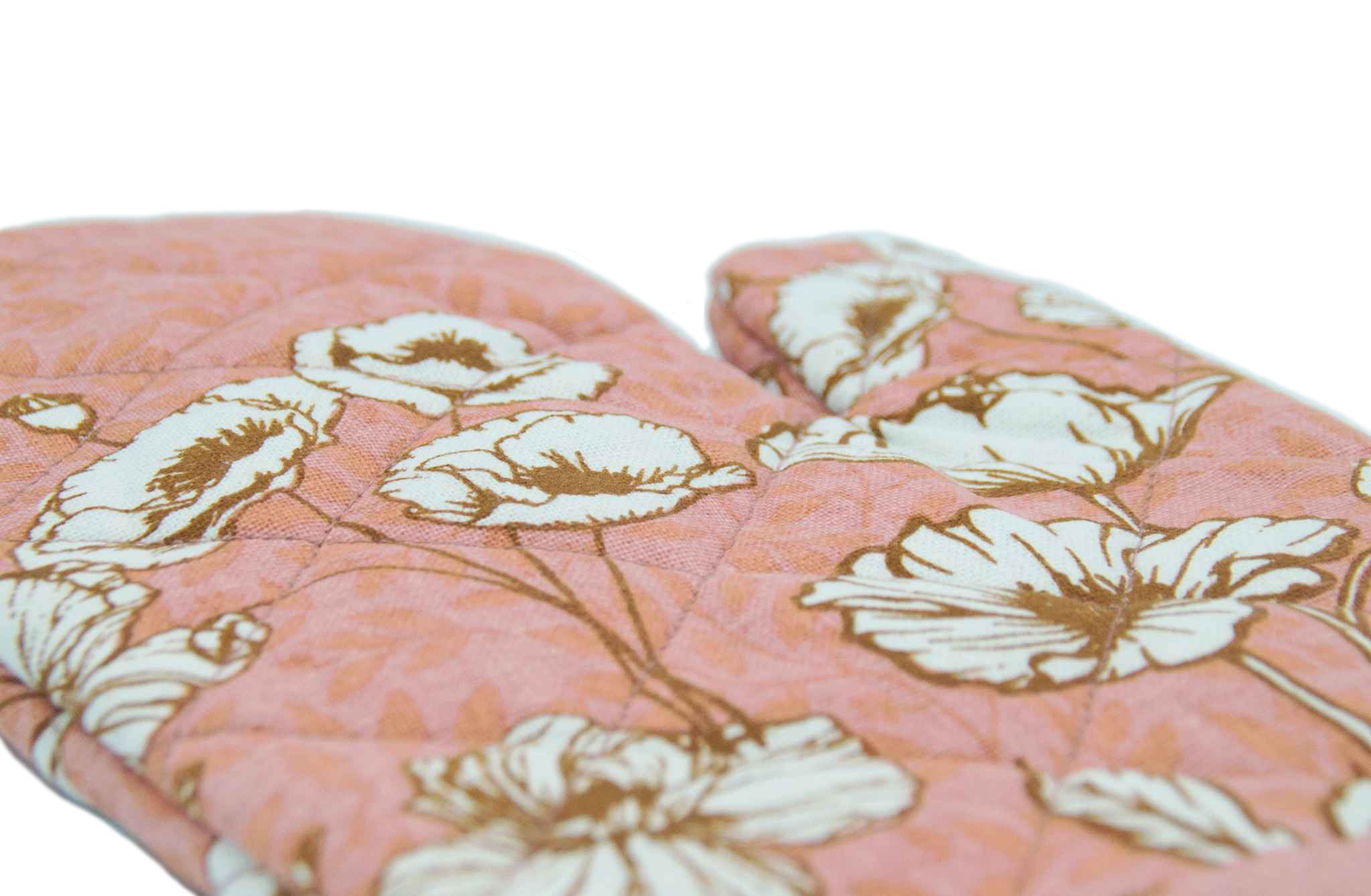 Sterzbachs Baumwoll Wattierter Topfhandschuh Topflappen Floral Blumen Weiß Koralle