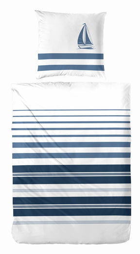 Hahn Renforcé Baumwoll Bettwäsche Streifen Segelschiff