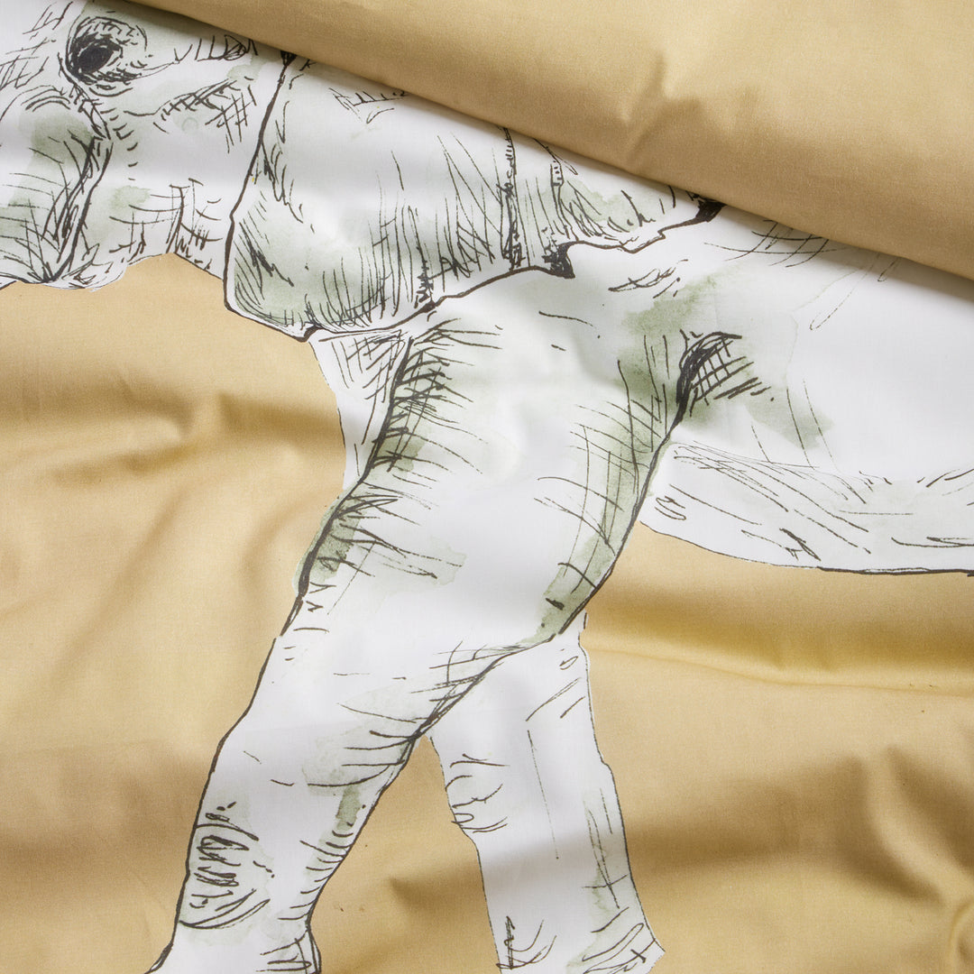damai Baumwolle Bettwäsche Boone mit Elefant Motiv 135x200 cm + 80x80 cm Braun