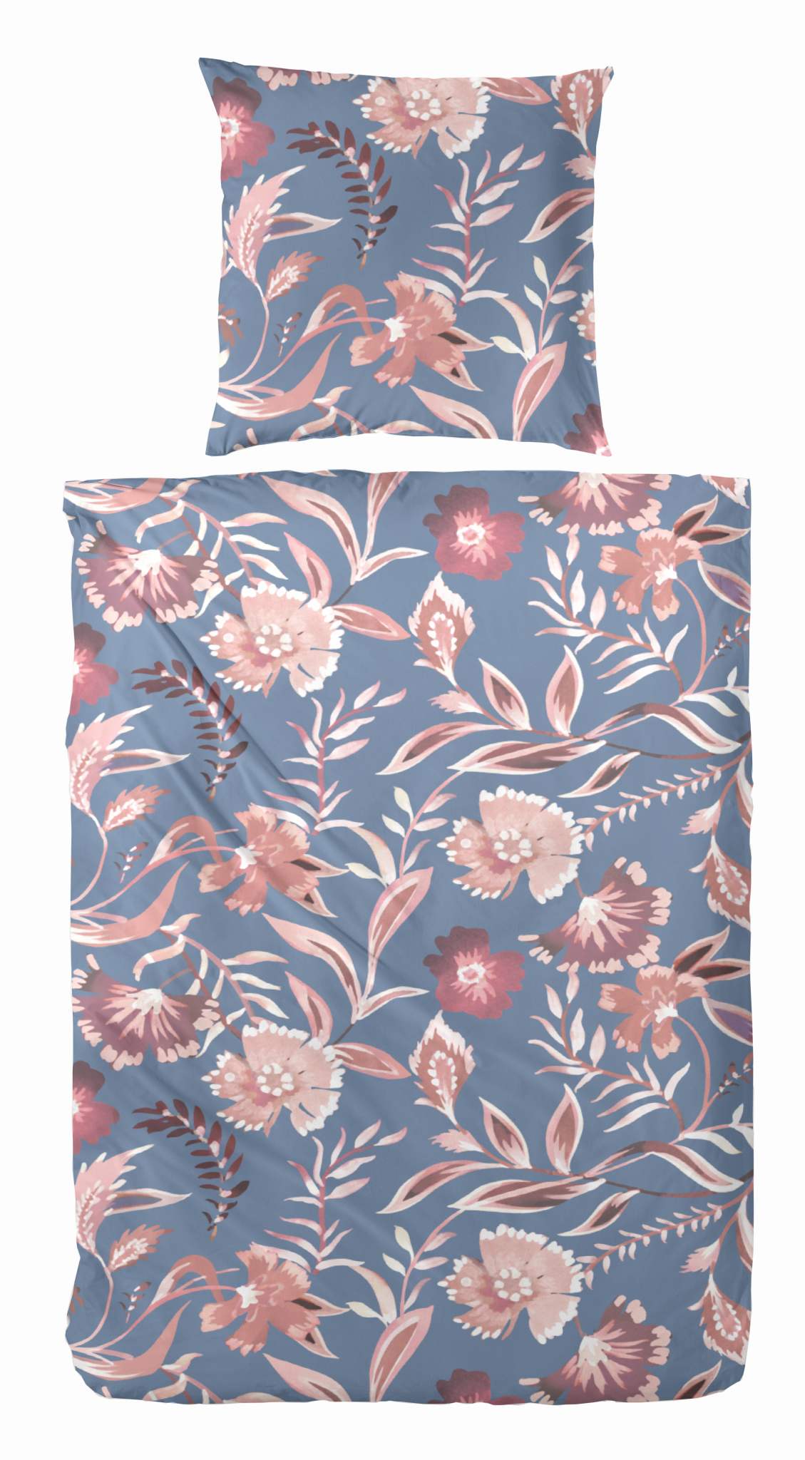 Hahn Pflegeleichte Ganzjahres Bettwäsche mit Blumen Print 135x200 cm + 80x80 cm