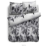 HnL Flanell Bettwäsche New York Grau Night Sky 135x200 cm + 80x80 cm