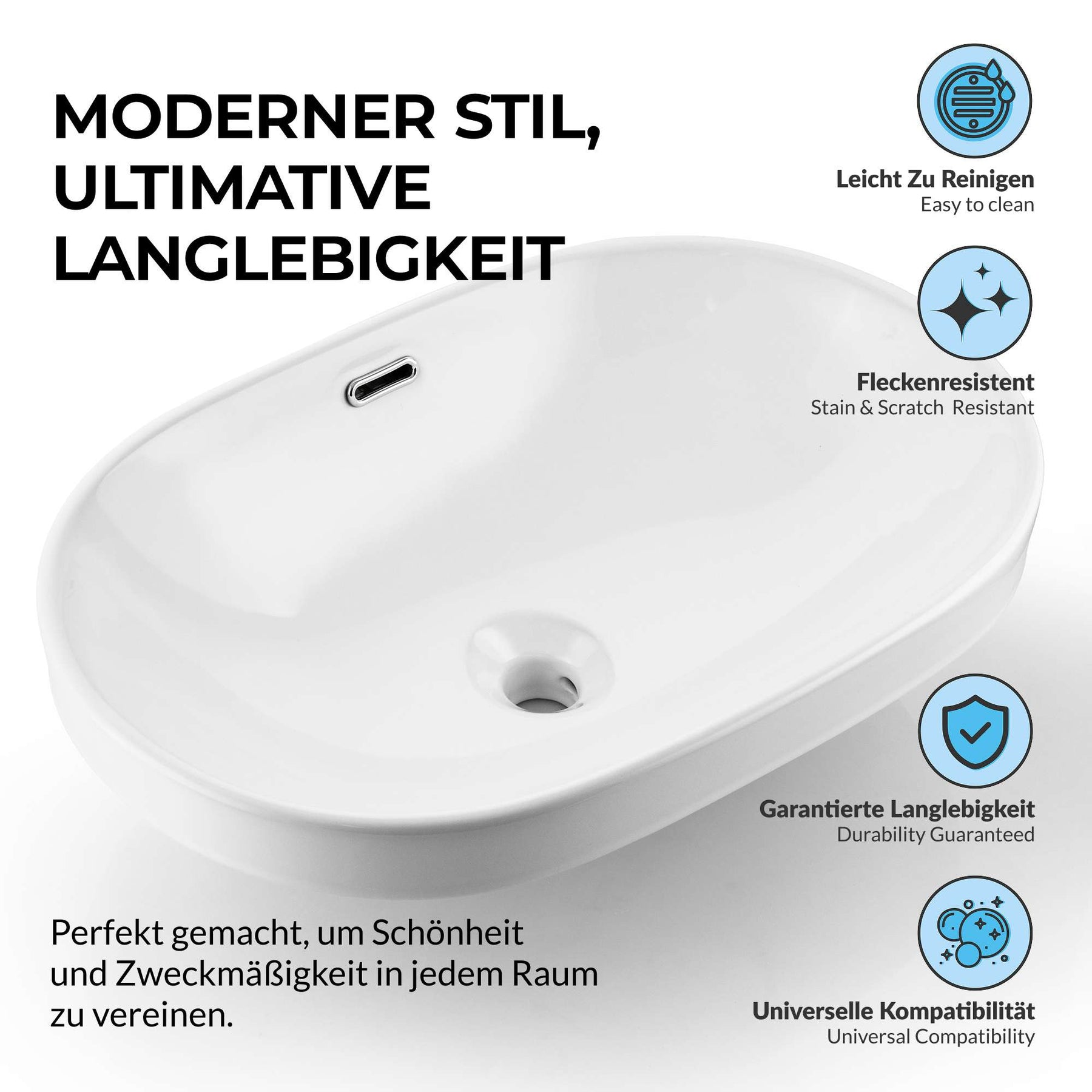 Paulas Bad Keramik Waschbecken Aufsatz Waschschale Beatrice 600x400x180 mm