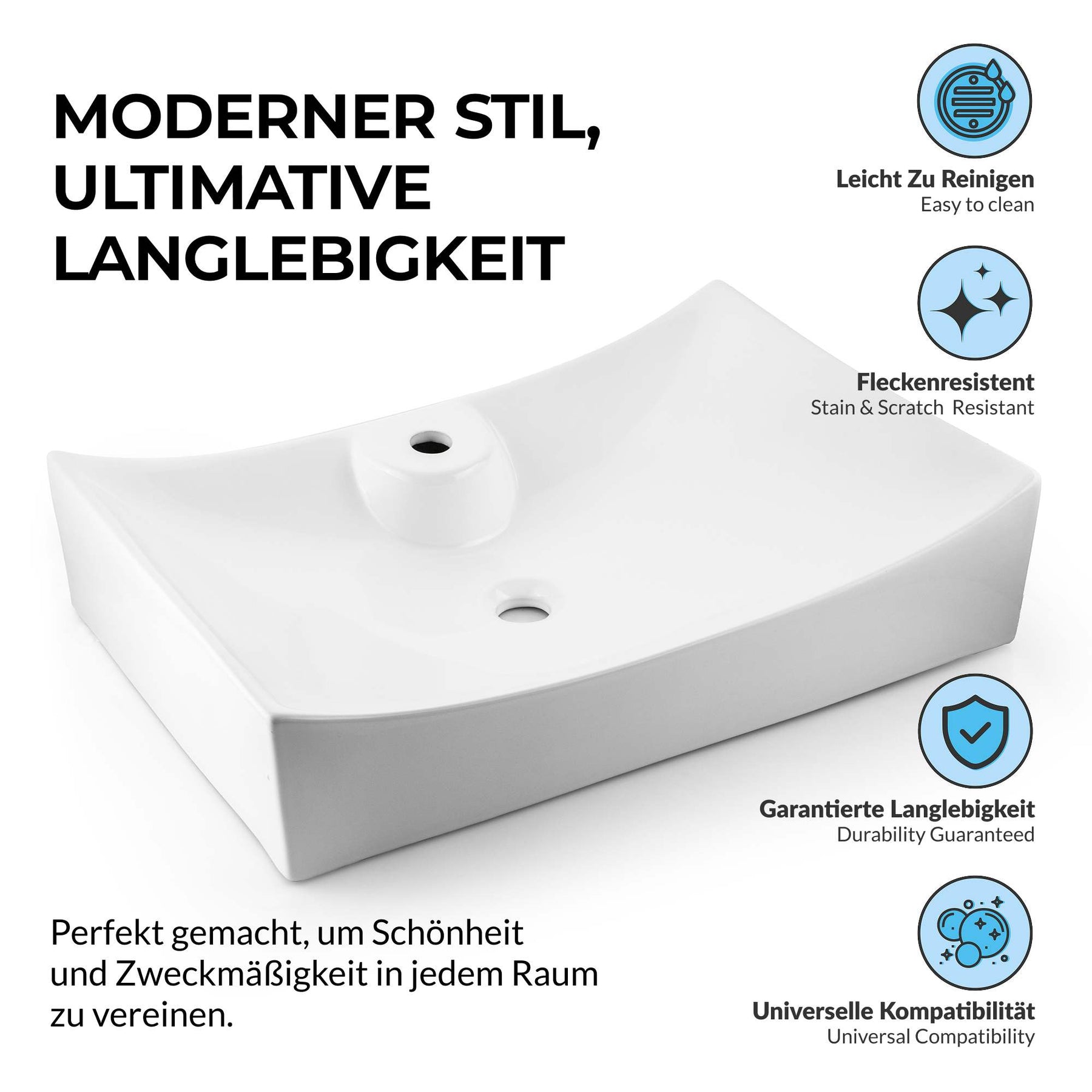 Paulas Bad Keramik Waschbecken Aufsatz Waschschale Caitlin 670x460x150 mm