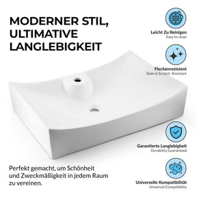 Paulas Bad Keramik Waschbecken Aufsatz Waschschale Caitlin 670x460x150 mm