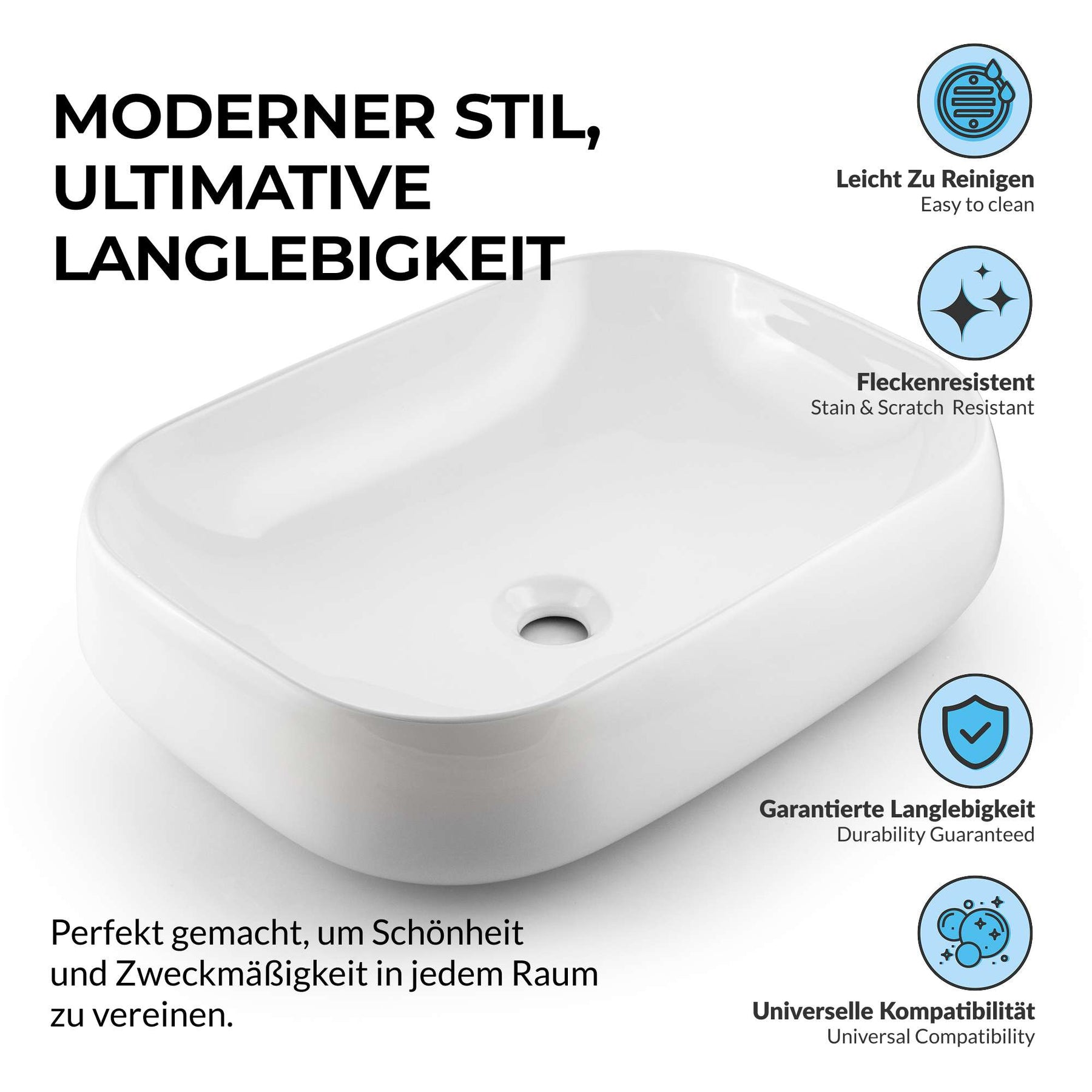 Paulas Bad Keramik Waschbecken Aufsatz Waschschale Irene 560x420x140 mm