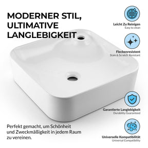 Paulas Bad Keramik Waschbecken Aufsatz Waschschale Madeline 425x425x120 mm