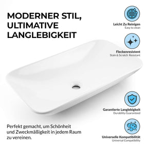 Paulas Bad Keramik Waschbecken Aufsatz Waschschale Natalie 700x400x125 mm