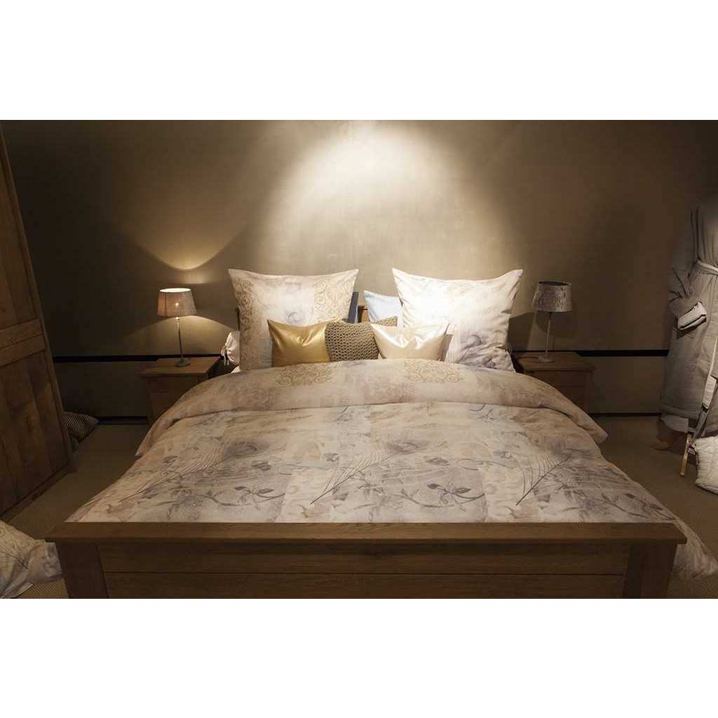 HnL Satin Bettwäsche Peacock Grau 135x200 cm + 80x80 cm