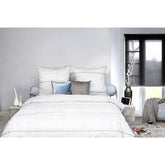 HnL Satin Bettwäsche Gestreift Weiß Grau Refined Raf 135x200 cm