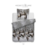 HNL Flanell Bettwäsche Hirsche Wald Ralph Grau 135x200 cm + 80x80 cm