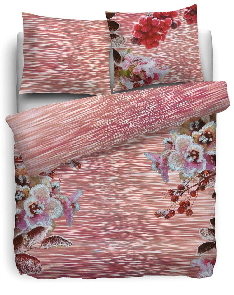 HnL Satin Bettwäsche Roxy Blumen Muster Rose - 135x200 cm + 80x80 cm
