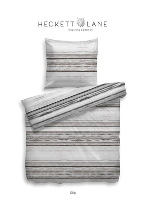 HNL Twill-Baumwolle Bettwäsche Gestreift Skip 135x200 cm + 80x80 cm Braun