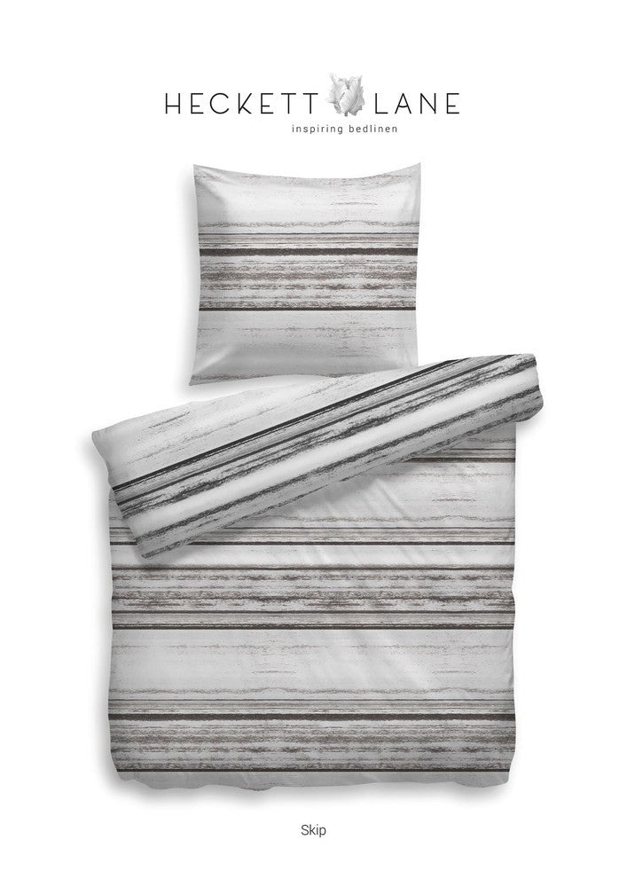 HNL Twill-Baumwolle Bettwäsche Gestreift Skip 135x200 cm + 80x80 cm Braun