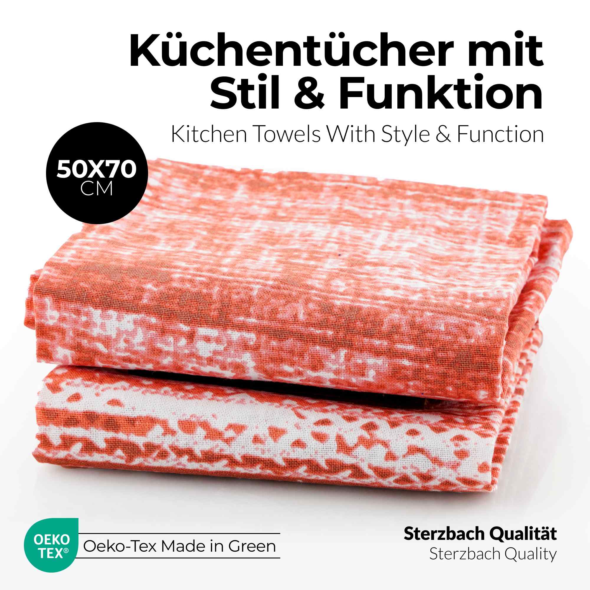 Sterzbachs 2er Set Geschirrtücher Baumwolle Skandinavisches Zickzack Design Blau
