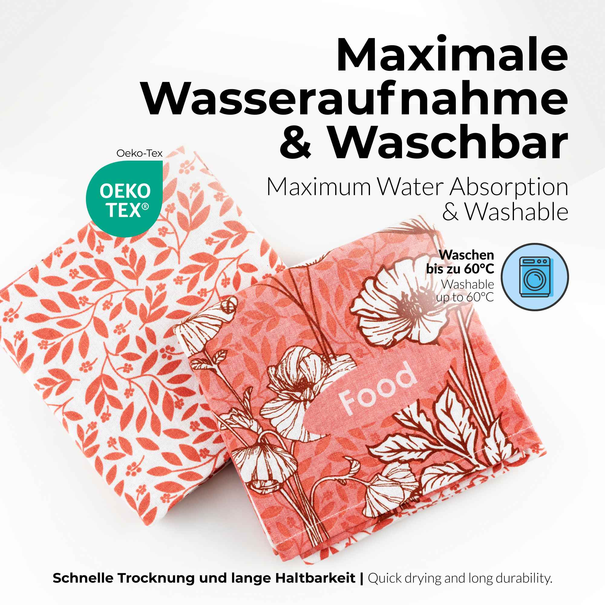 Sterzbachs Baumwolle Geschirrtücher 2er Set Floral Food