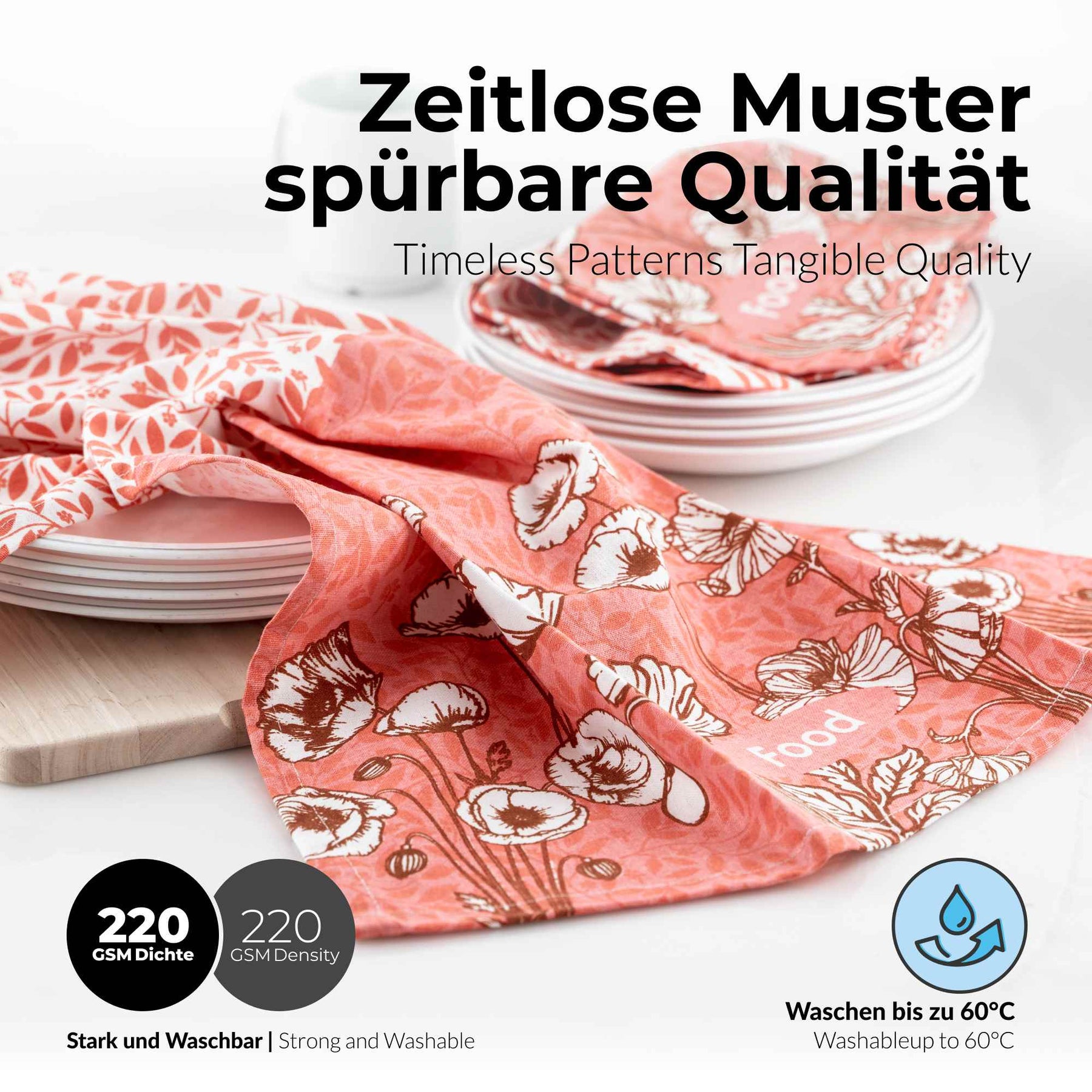 Sterzbachs Baumwolle Geschirrtücher 2er Set Floral Food