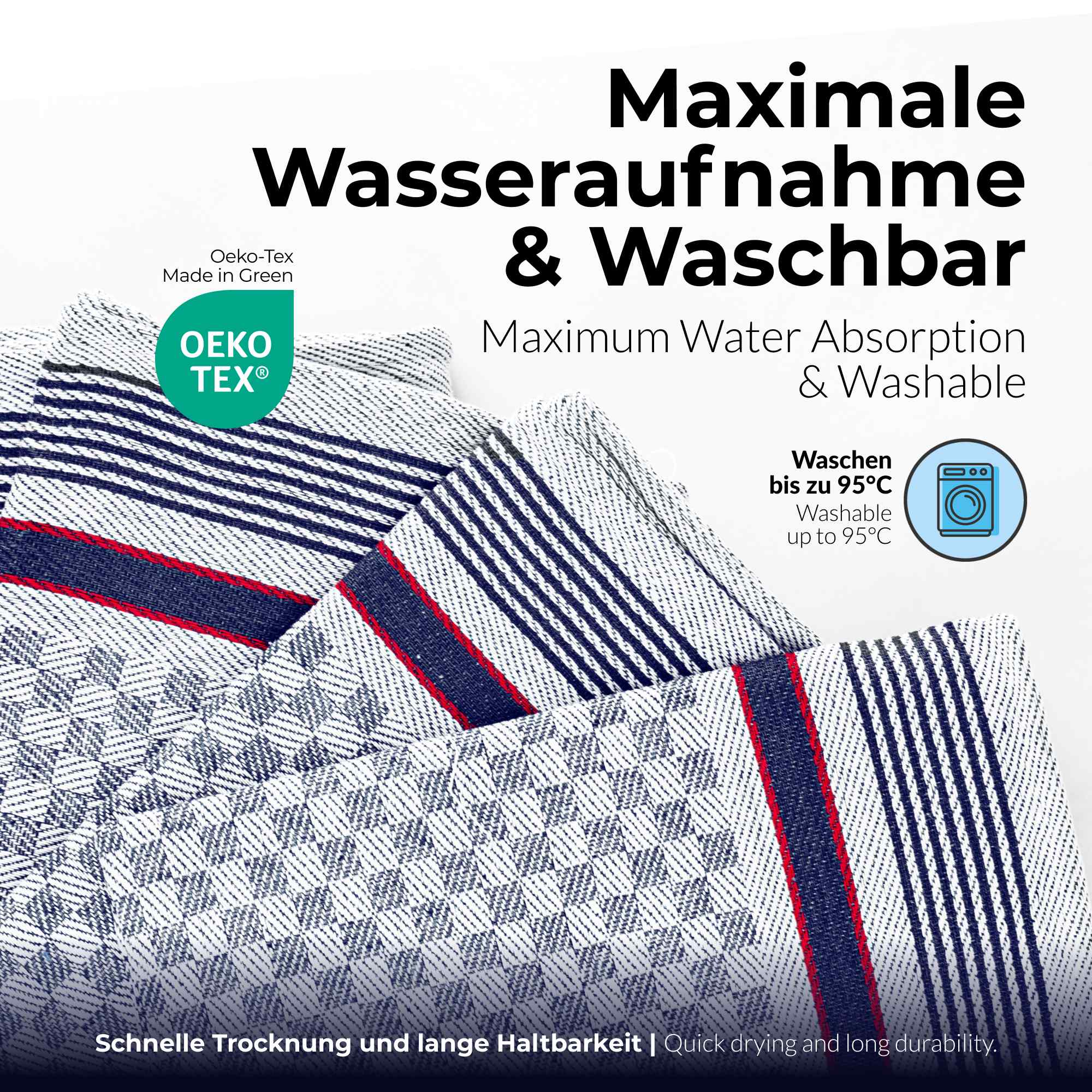 Sterzbachs 10er Set Grubentuch Pro Geschirrtücher Baumwolle Kariert 220 GSM