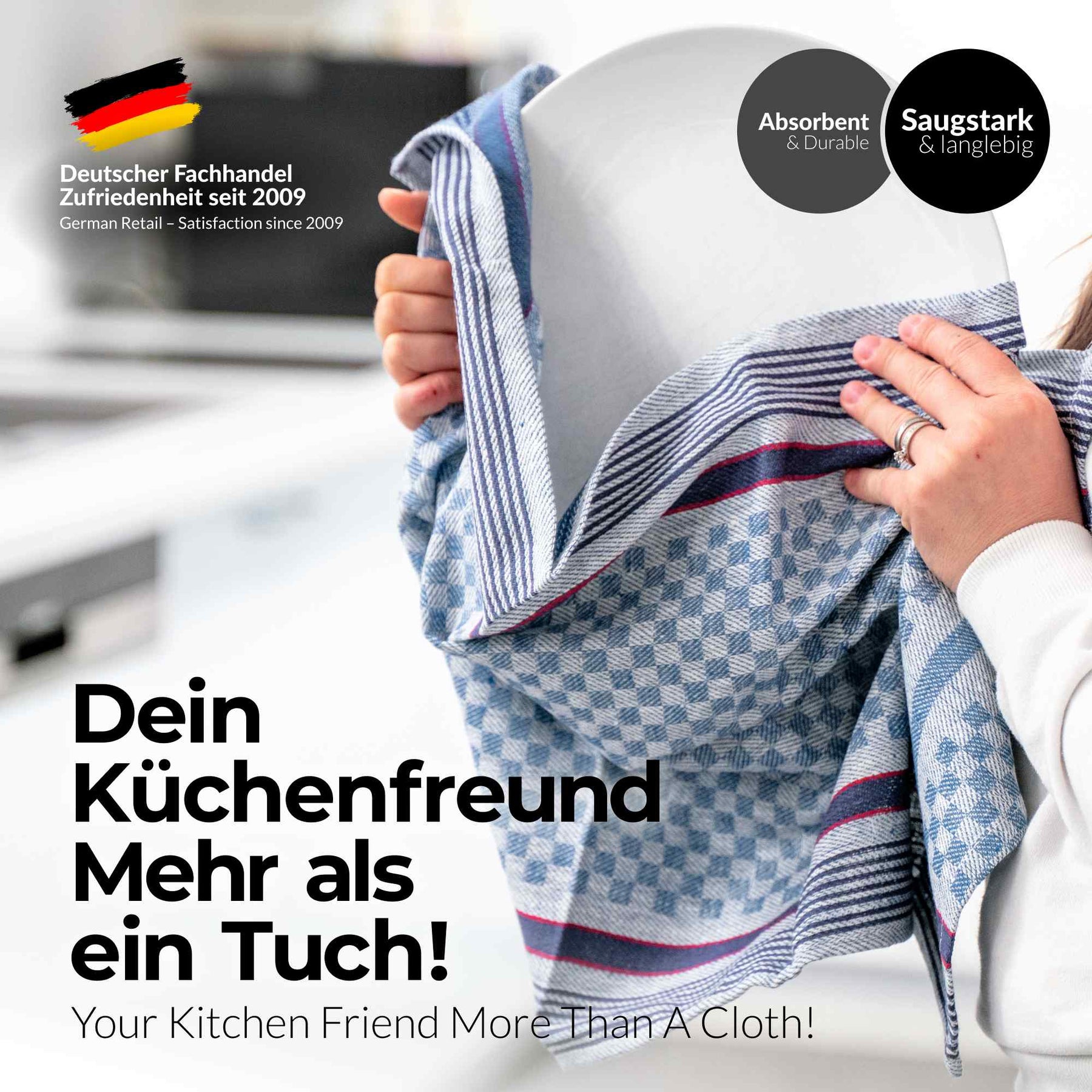 Sterzbachs 10er Set Grubentuch Pro Geschirrtücher Baumwolle Kariert 220 GSM