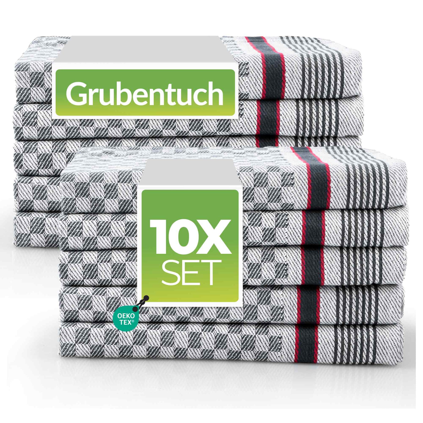 Sterzbachs 10er Set Grubentuch Pro Geschirrtücher Baumwolle Kariert 220 GSM