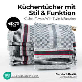 Sterzbachs 10er Set Grubentuch Pro Geschirrtücher Baumwolle Kariert 220 GSM