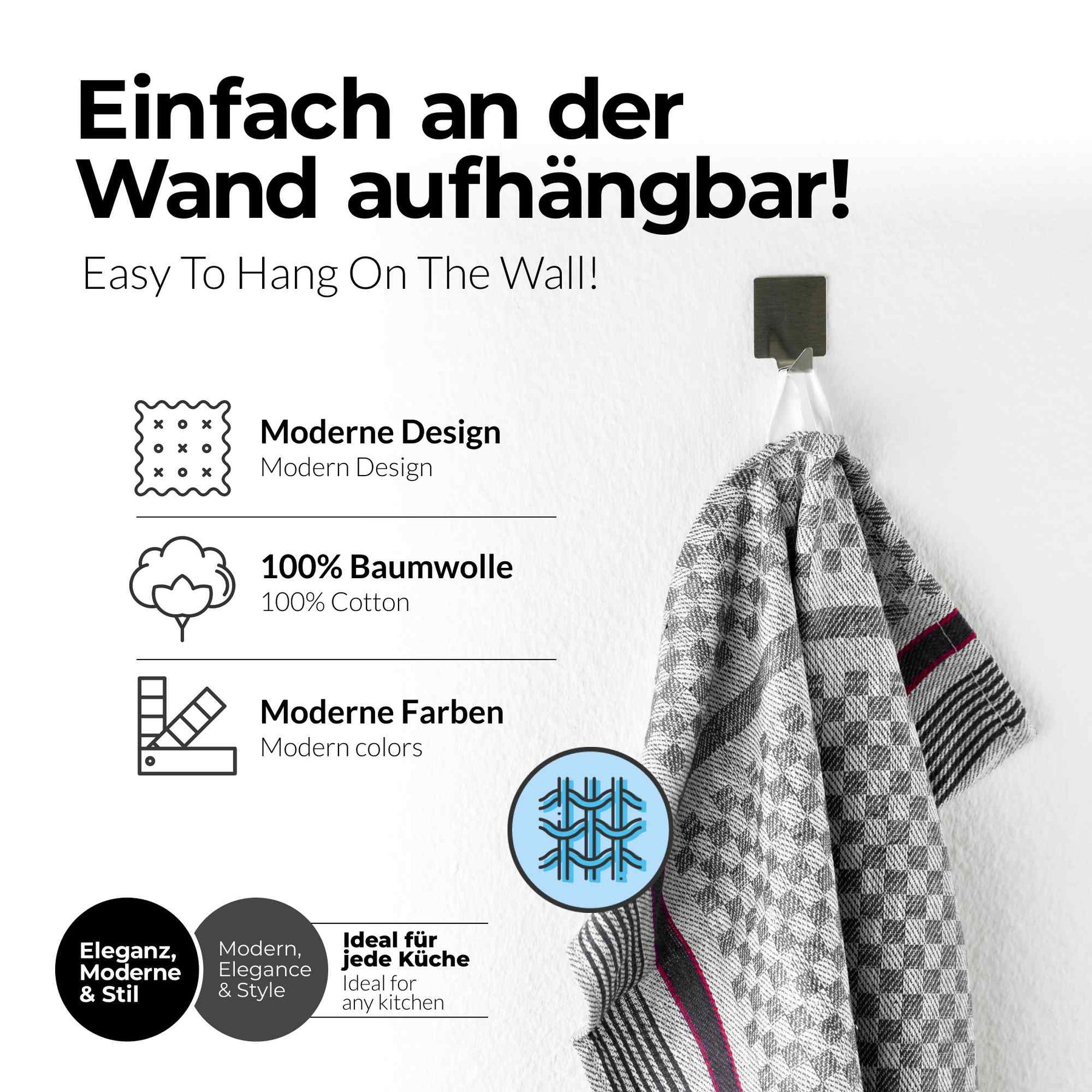 Sterzbachs 10er Set Grubentuch Pro Geschirrtücher Baumwolle Kariert 220 GSM